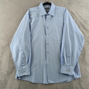 Van Heusen Shirt‎ Mens XL 17 17.5 Blue Regular Fit Wrinkle Free Button Up Pocket